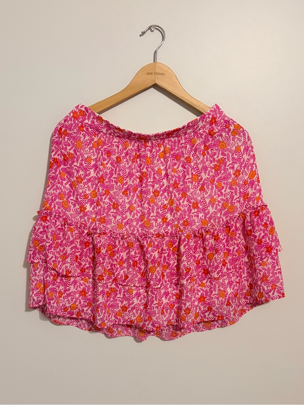 J. Crew Lined Ruffle Pink Skirt Floral Size Small Women’s